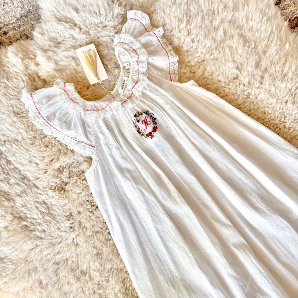 ✨Last Chance💋✨K🌹✨DÔEN ‘Clarita’ Heirloom Organic Cotton Nightgown Salt Girl 12